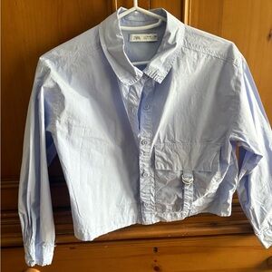 Girls Zara Cropped Button Down